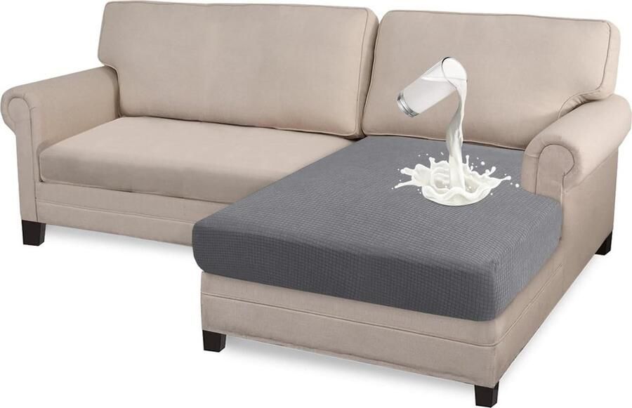 Waterdichte bankovertrek hoge stretch jacquard zitkussenbescherming chaise zitbank lichtgrijs