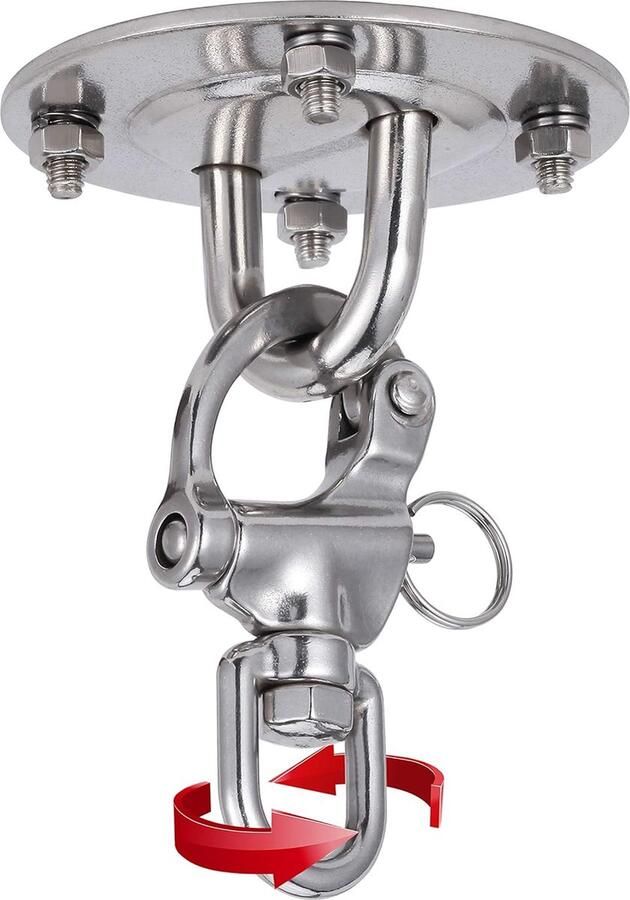 Plafondhaak hangstoel haak plafondhouder met schroef roestvrijstalen plafondhouder bevestigingshaak met kliksluiting oogplaat met ring tot 500 kg voor liefdesschommel yogahanddoek