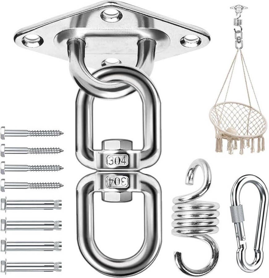 Plafondhaak roestvrij stalen beugel 450 kg plafondhaak hangstoel premium verdikte roestvrij stalen houder schommelhangmat plafondhouder voor hangmat beton en hout