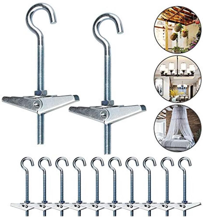 Plafondhaken 12 Stuks voor Hangende Planten en Lampen Koolstofstaal M5 90mm