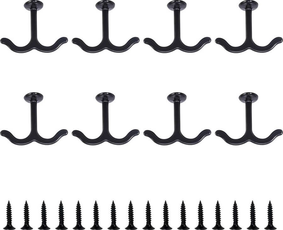 Plafondhaken 8 stuks haken plafond garderobehaken zwart kledinghaken haken garderobe voor plafondventilator yoga planten