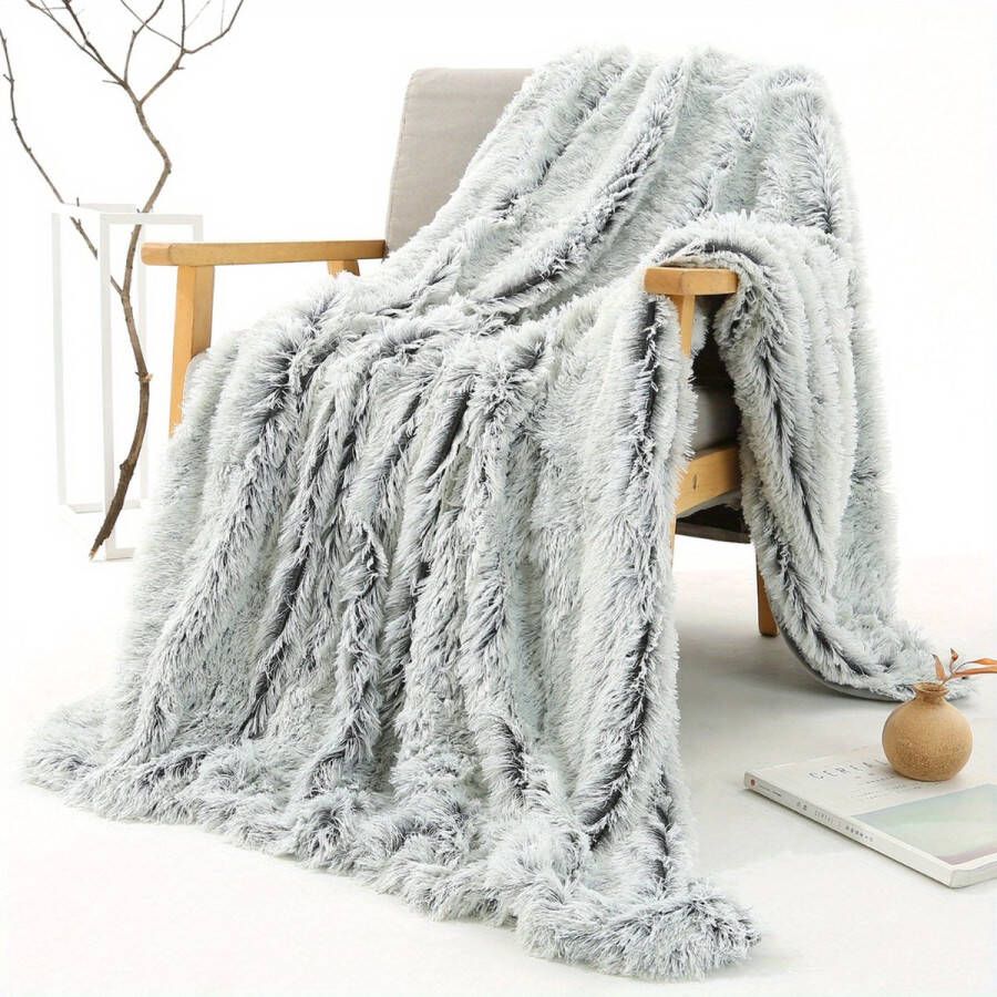 Plaid Dekentje Pluche Wollen Fleece Deken Knuffeldeken Bank Deken Licht Grijs 130x160cm