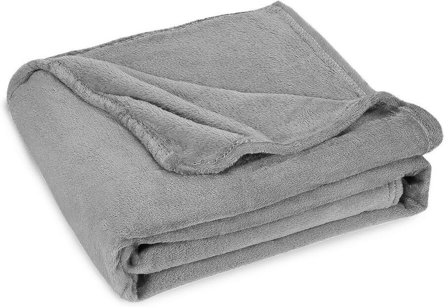 Plaid van fleece 130x170 cm grijs superzachte deken voor bank en bed