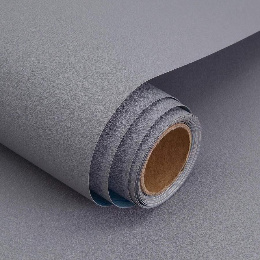 Plakfolie matgrijs 40 x 600 cm Waterdicht Meubelfolie voor keukenkasten en tafelbladen Zelfklevend Wandbeschermfolie Decoratieve folie Doe-het-zelf Creëer een nieuwe look