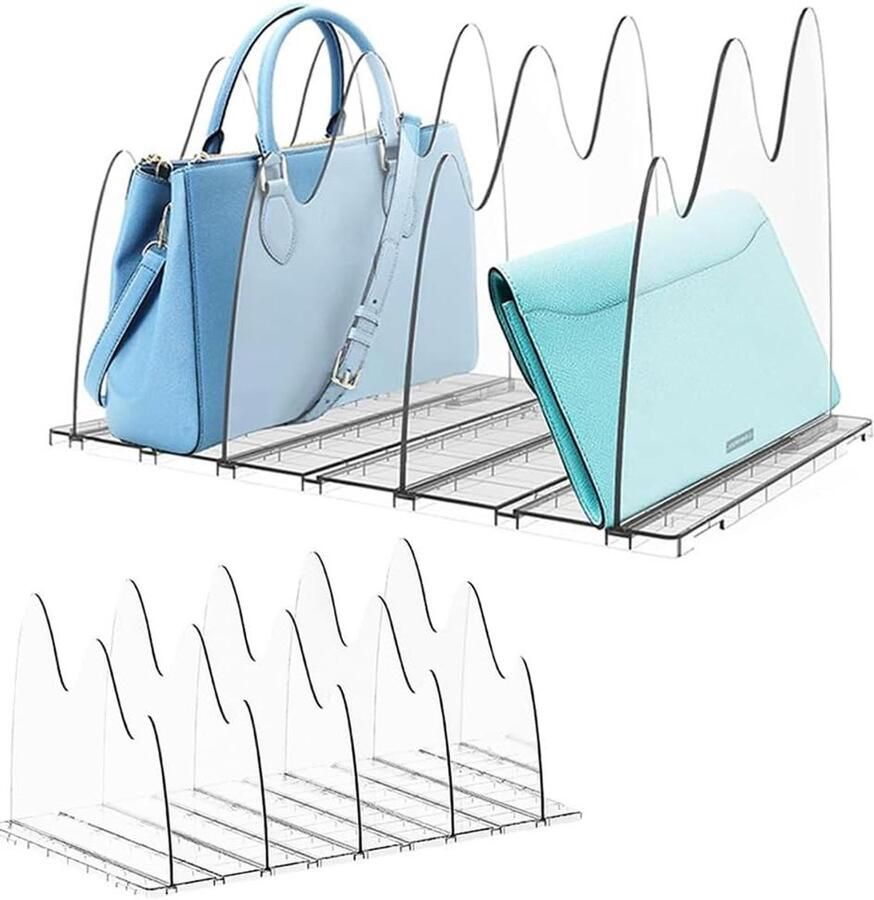 Plank Separator en Organizer Set Doorzichtige Verdelers voor Kast Opslag Verstelbare Plank Verdeler voor Organisatie van Handtassen en Portemonnees