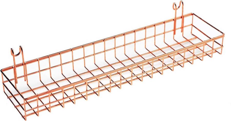 Plank voor Design Metalen wandrooster Plankrooster Fotowand Gebruikt voor roostermand Multifunctionele gaasmand Wanddecoratie Bloempot Plank Display Plankmand 40 x 9 x 8 cm (Rose goud)