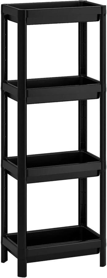 Plank zwart 37 x 23 x 101 cm VESKEN wandplank met extra opbergruimte opbergrek