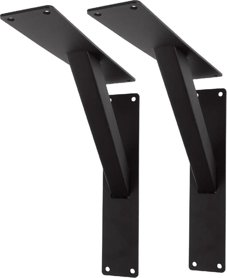 Plankdrager zwart zwaar rvs planksteun 180 x 180 mm wandhouder met schroeven voor boekenkast opbergrek