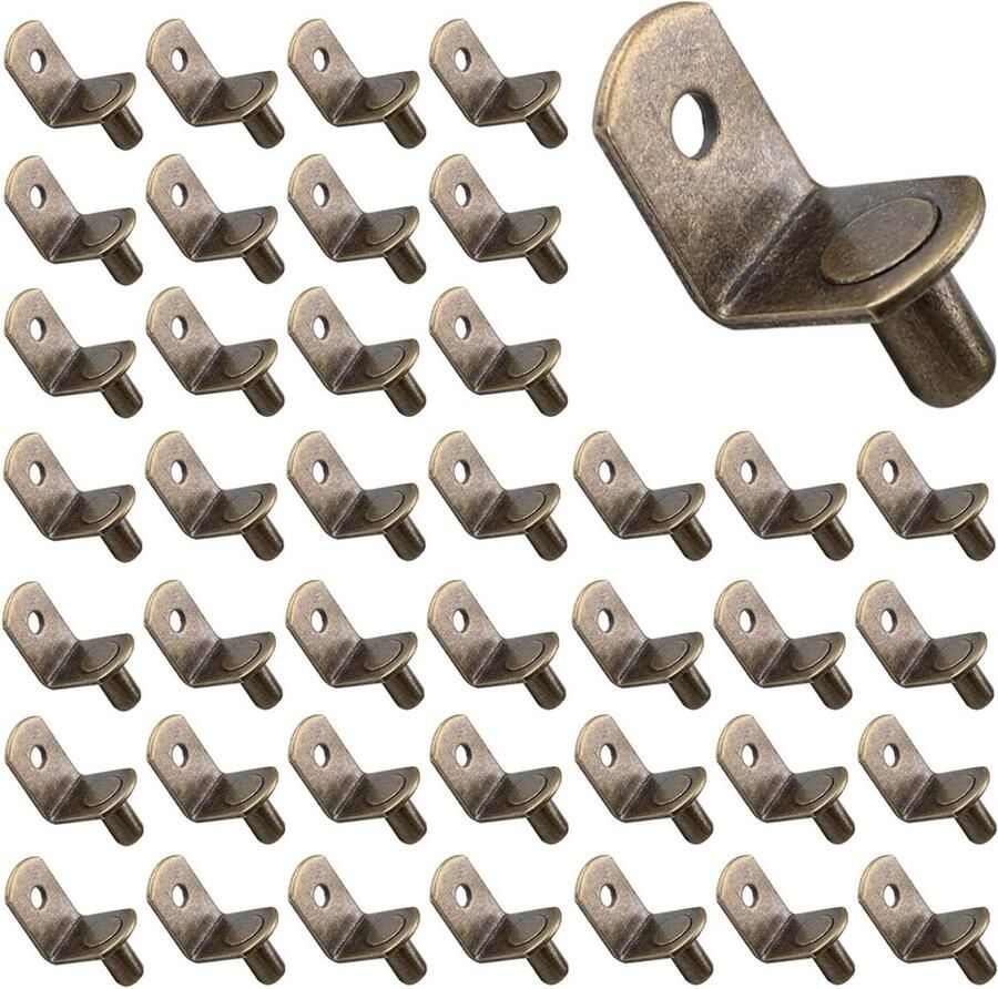 Plankdragers 5 mm 40 stuks vernikkelde plankpennen 19 x 16 mm L-vorm metaal plankdrager voor meubelkast boekenkast keukenkast kastdragers