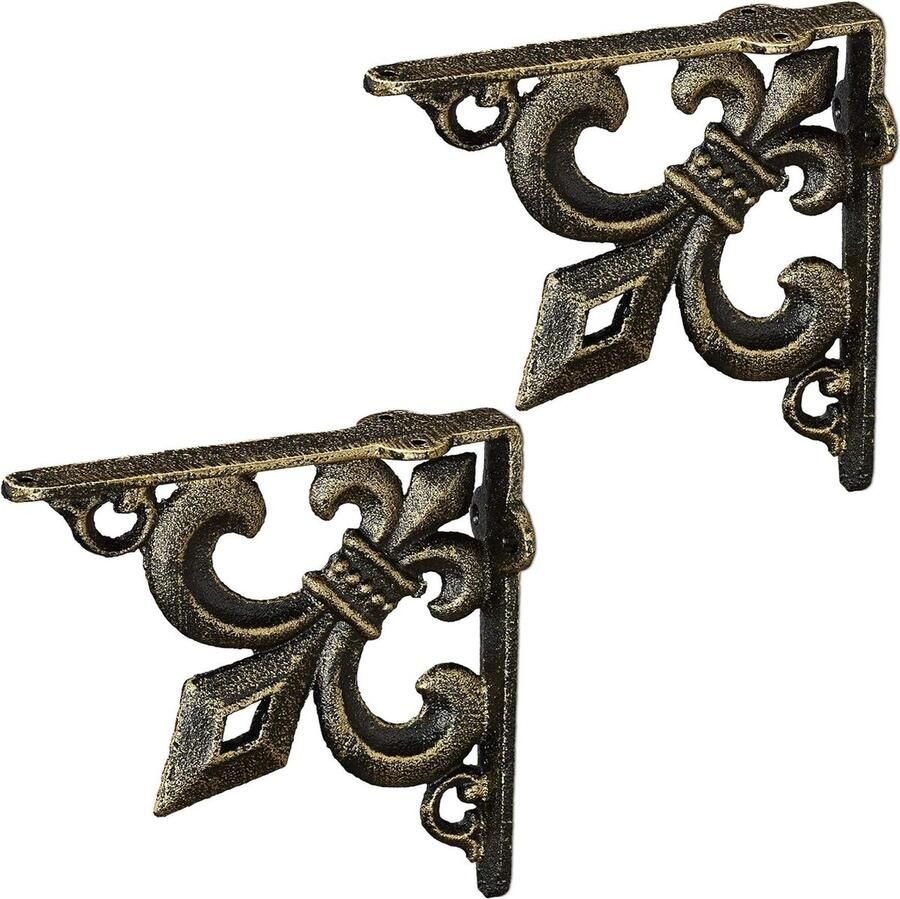Plankdragers gietijzer set van 2 antiek ornamenten vintage brons wandplank steun decoratief