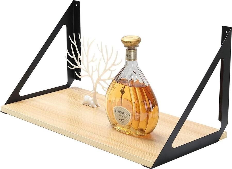 Driehoekige plankbeugels 20 cm zwart Industriële wandmontage hoekverbinding IJzeren reksteunen Set van 2