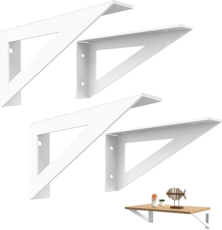 Plankhouder 20 cm set van 4 wit robuuste structuur