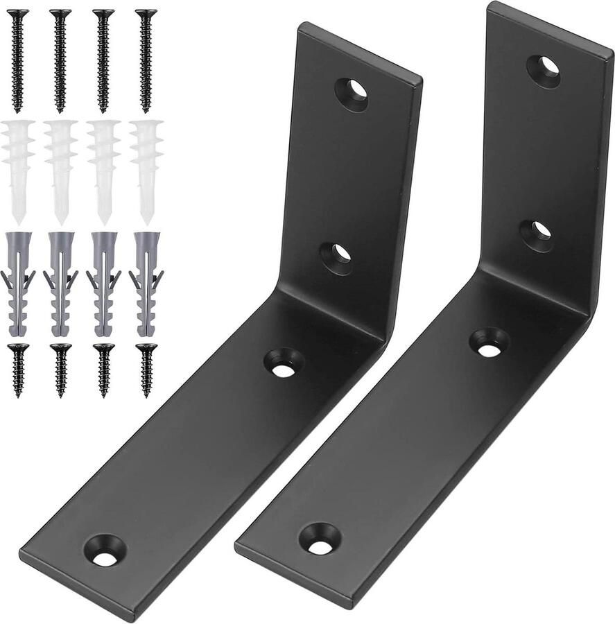 Plankhouder Zwart Hoogwaardig ijzer 2 Stuks 125x100x38mm