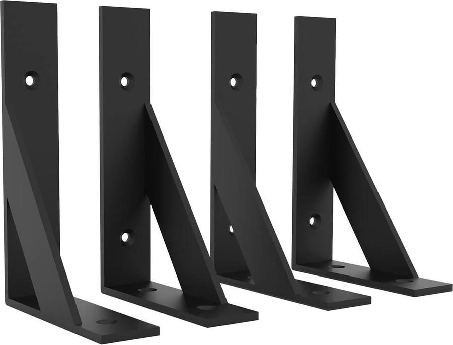 Plankhouder zwart metalen plankhouder SPOROOT 100 x 150 mm plankondersteuning hoekklemmen voor rekken wandrek zware belasting 4-delige set