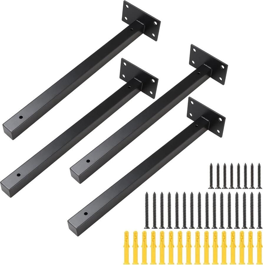 Plankhouders 30 cm zwevend Zwart Industriële retro design Roestvrij staal Studeerkamer keuken 2 stuks