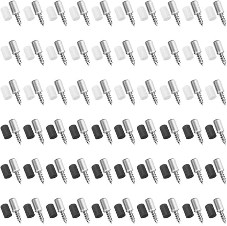 Plankhouders 60 stuks Zelftappende Schroefplankdragers met Kunststof Doppen voor Meubels en Kasten