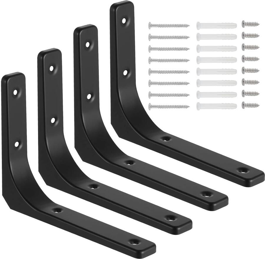 Plankhouders Hoogwaardig staal Set van 4 Zwart