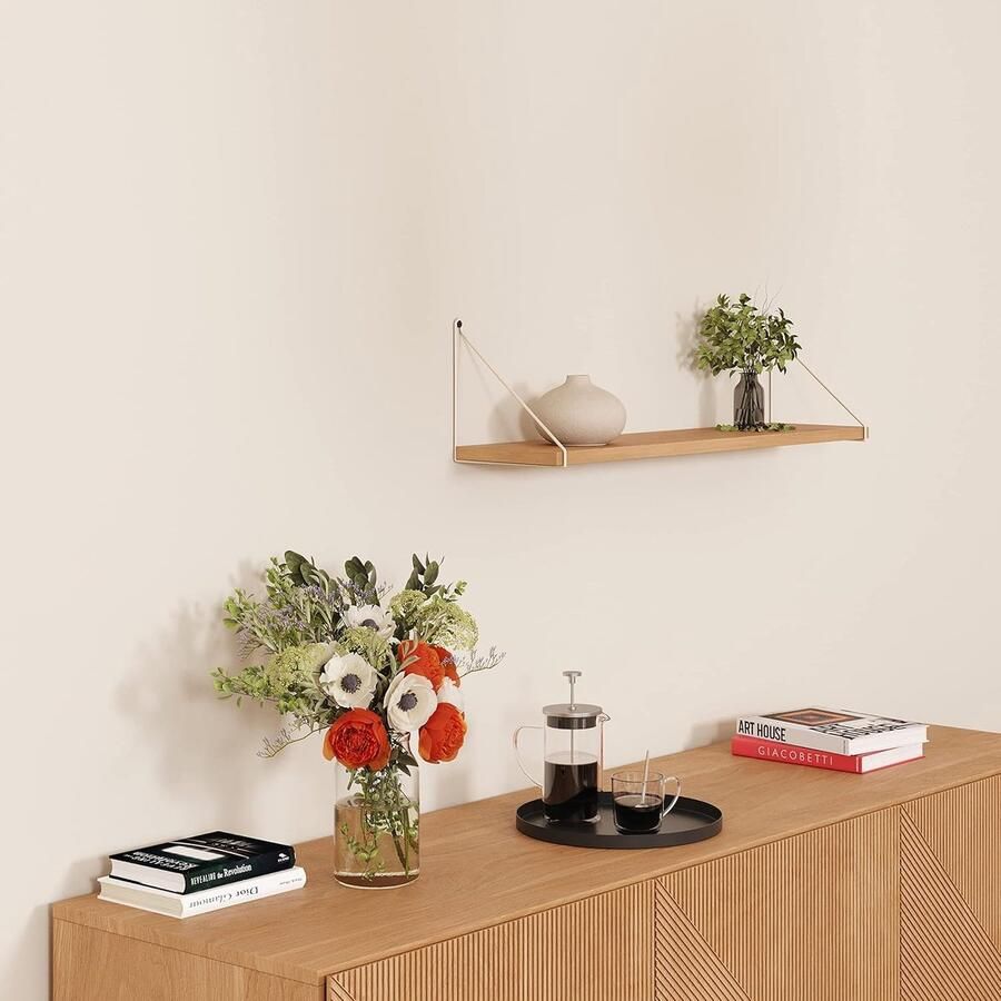 Plankhouders metalen plankdragers set van 2 crème voor wandplanken van 20-25 cm