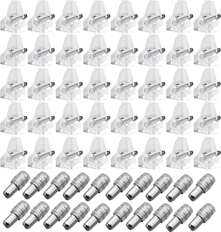 Planksteunharingen en cilindrische pennenhouders 40 stuks plankpennen Millimeter Duurzaam Transparant Plastic Kastplankharingen Keuken Meubels Planken Kast Boekenkast kastdragers