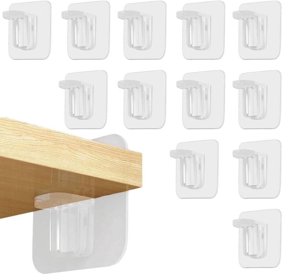 Planksteunpinnen Transparante L-vormige plankbeugels voor Boekenkast 12-delig