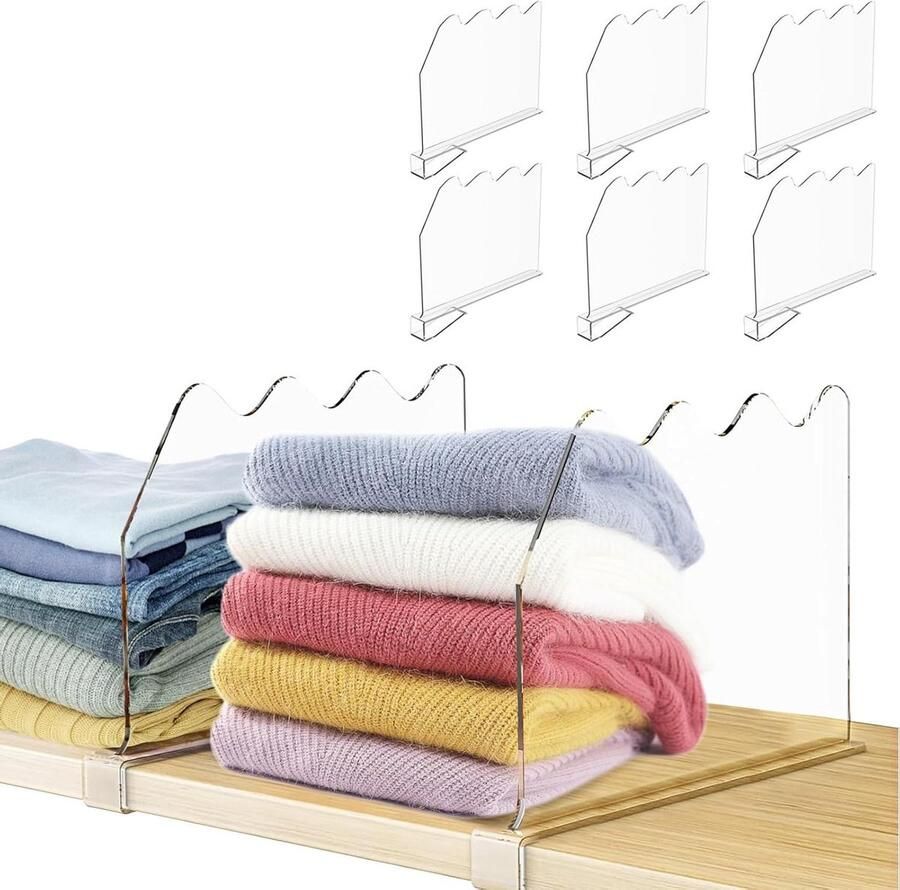 Plankverdeler 30 x 20 cm Multifunctionele acryl standaard plankverdeler Organisatie voor slaapkamer keuken 6 stuks