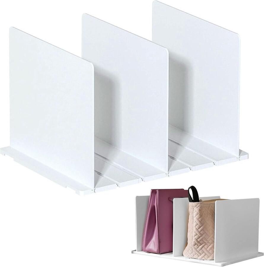Plankverdeler set voor kledingkast multifunctionele plank scheider met verstelbare kledingorganizer afneembare tas en opbergdoos