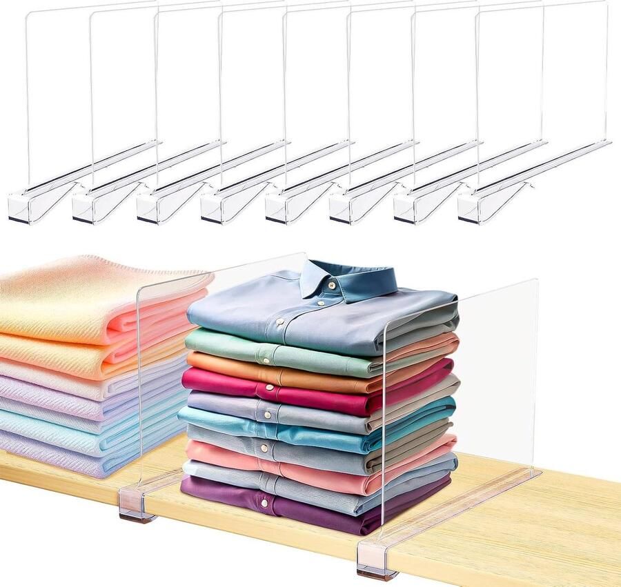 Plankverdeler voor kledingkast 8 stuks transparant acryl multifunctioneel boekenkast keukenkast badkamer