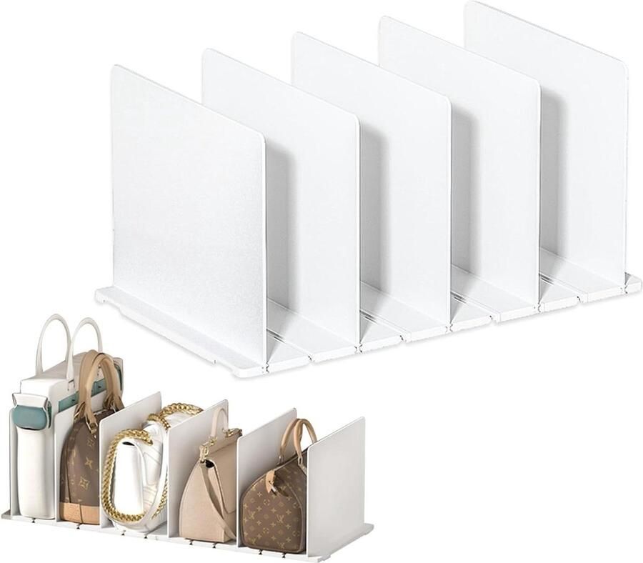 Witte kledingkast plankverdeler voor slaapkamer en kantoor Ladescheider en reksysteem Transparante acryl Kastorganizer met ladeverdeler Ruimtebesparend