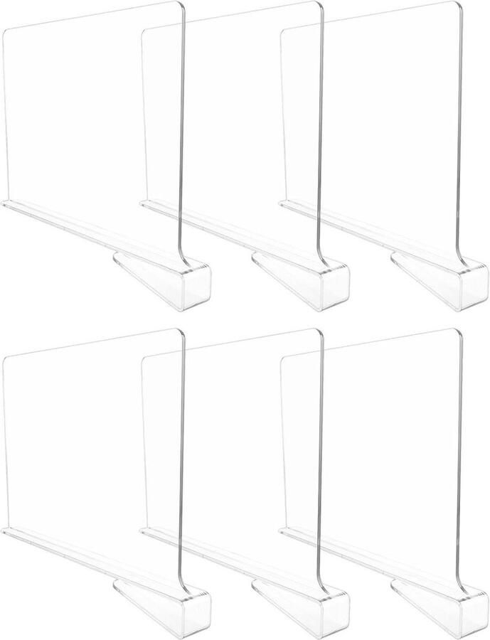 Plankverdelers 30 x 20 cm transparant scheidingswand rek acryl plankverdeler 6 stuks voor boekenkast kledingkast
