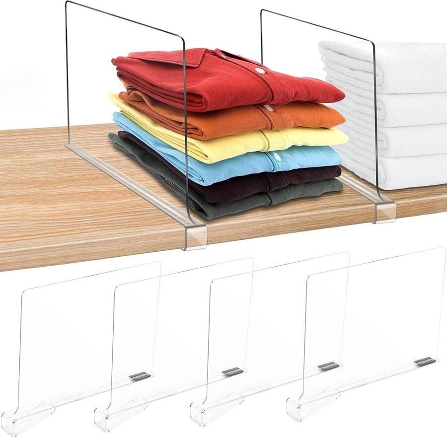 Plankverdelers Acryl Multifunctionele scheidingswanden 4 stuks Transparant 30 x 23 5 cm