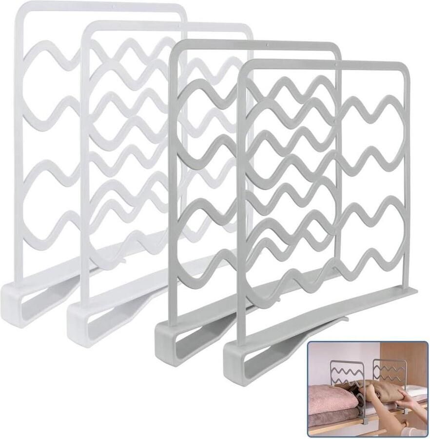 Plankverdelers Kledingkastorganizer Set Ruimtebesparend Reksysteem voor Kast Slaapkamer Keuken Boekenkast Kledingkast