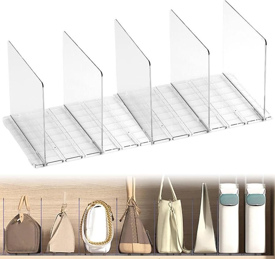 Plankverdelers voor Kasten 5 Stuks Transparante Handtas en Kleding Scheidingswanden