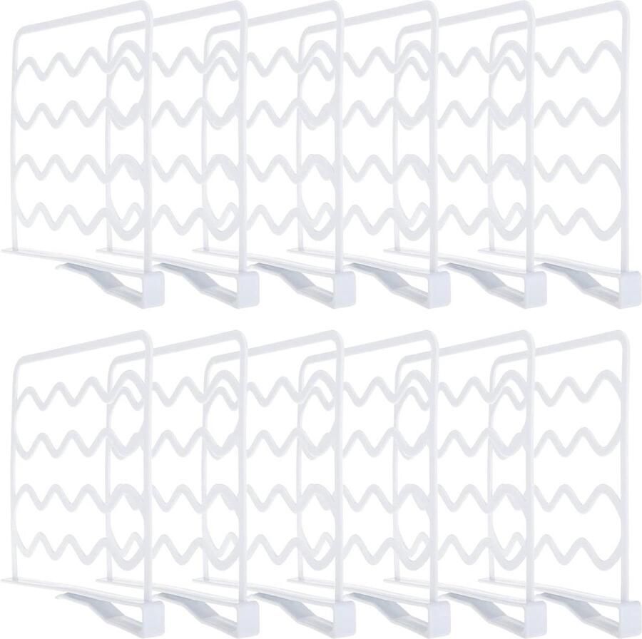 Plankverdelers kledingkast 12 stuks closet dividers shelf kunststof kastverdelers Wave plankorganizer wit Kledingkast