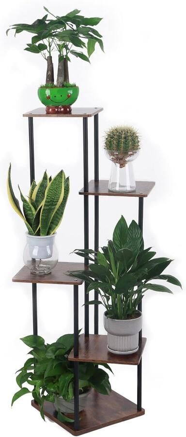 Plantenstandaard binnen voor 5 bloempotten Metalen bloemenplank voor woonkamer balkon terras en slaapkamer