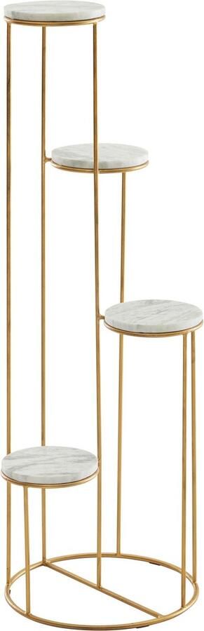 Rootz Living Rootz Plantenstandaard Echt Marmer Wit Goud Staand Moderne vrijstaande bloemenkruk met 4 planken 36 5x107 5x36 5 cm