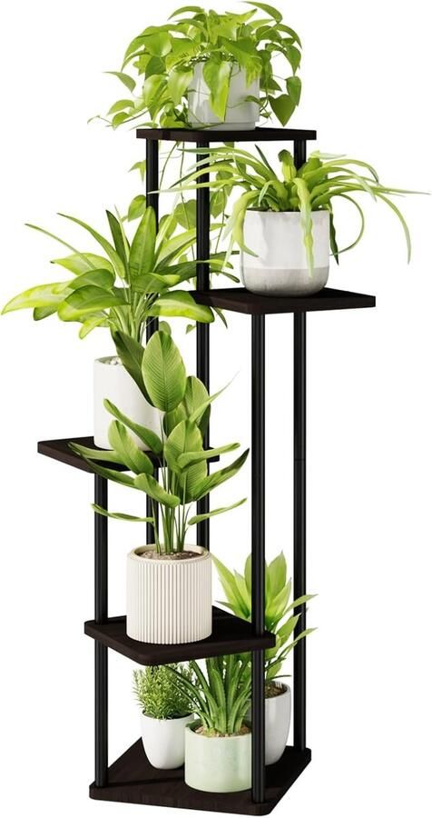 Plantenstandaard met 5 niveaus voor binnen en buiten Ruimtebesparende hoekbloemenstandaard voor woonkamer balkon en tuin