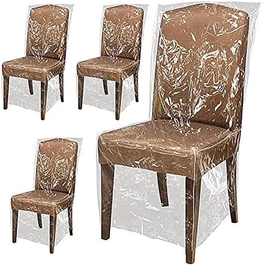 Plastic Dining Chair Covers 4 Pcs Clear Waterproof PVC Dining Chair Protector Dust Cover voor de meeste stoelen