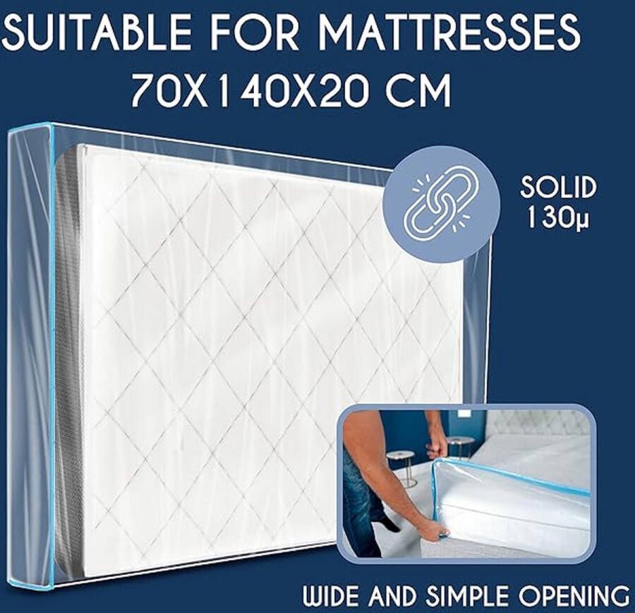 Plastic matrasbeschermingsomslag Matrasafdekking 70 x 140 cm (dikte 20 cm) Integreren van covermatras opbergzak opslag beweging Matras Cover House