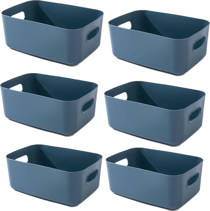 Plastic opbergdoos met handgrepen keukenkast organizer box manden opslag plastic doos voor badkamerplank plastic doos (6 blauw 25 x 18 x 10 cm)