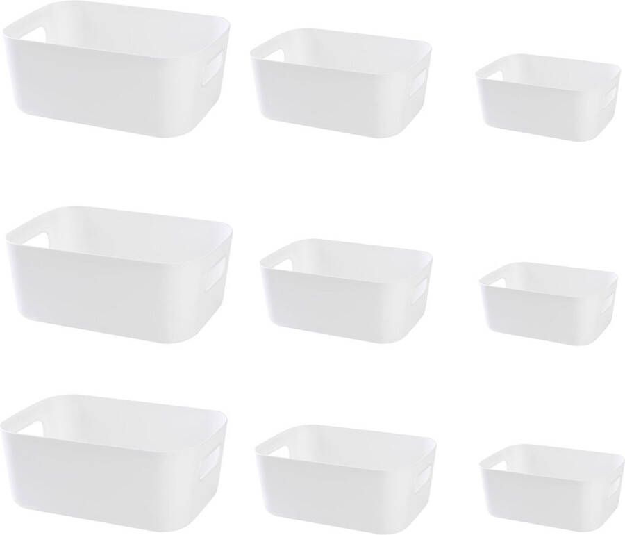 Plastic opbergdozen organisatie opbergmanden voor keuken kast kantoor badkamer speelgoed thuis nette open opbergmanden met handgrepen (9 stuks)