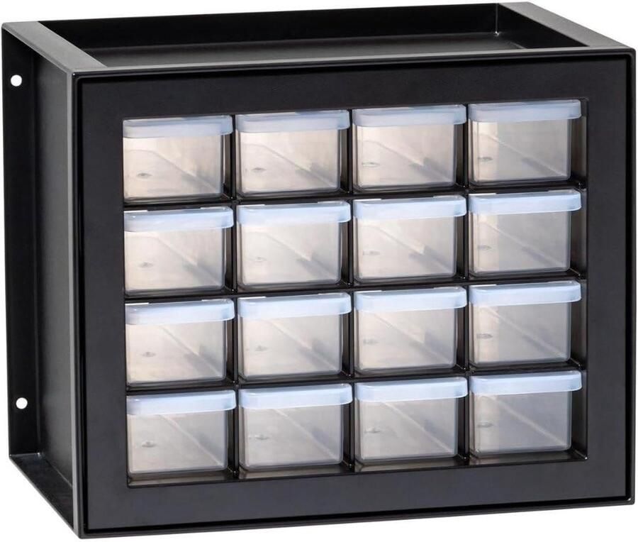 Plastic Parts Storage Hardware and Craft Cabinet Black 16 Drawers