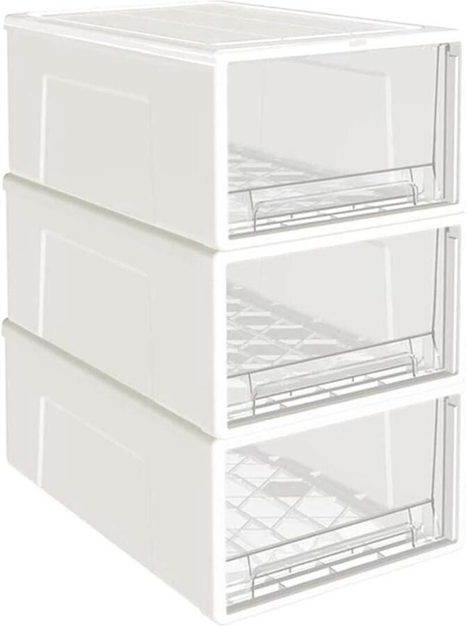 Plastic Stackable Storage Drawers 50L*3 Multi-Purpose Bins for Bedroom Bathroom and Closet