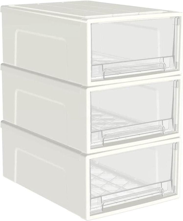 Plastic stapelbare opbergladen 14L x 3 Multifunctionele bakken voor slaapkamer en badkamer