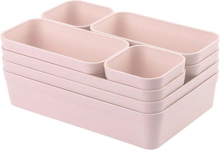 Plastic Storage Containers Divider Organizer for Living Room Bathroom Drawer Divider Set Pink