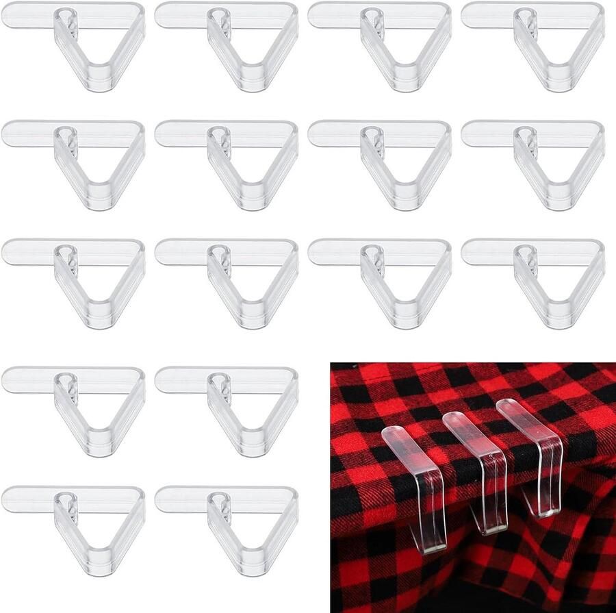 Plastic Tafelkleed Clips Helder Bevestiging en Houder voor Tafelkleed Picknick Tafelkleed Klemmen voor Dikke Tafels (16 Stuks)
