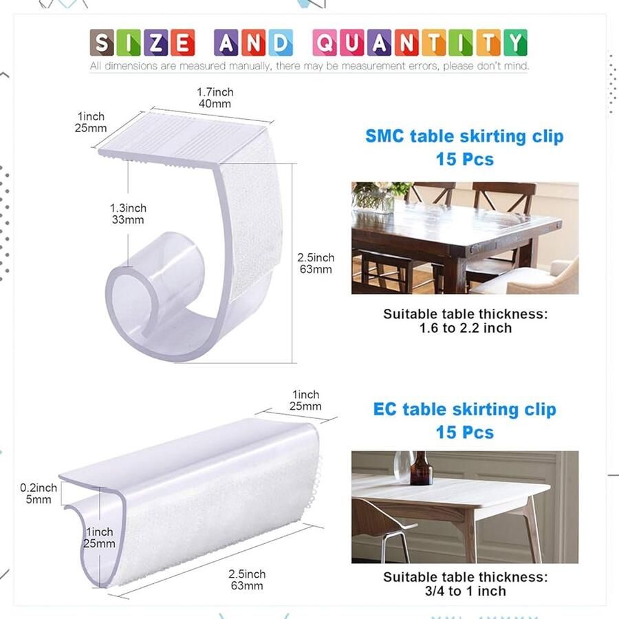 Plastic tafelkleed clips transparant set van 30 nylon