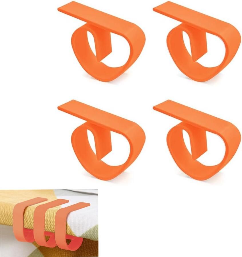 Plastic tafelkleedklemmen winddichte tafelkleedklemmen stevige houders voor binnen Tuinartikelen Tafelkleed vastzetten tafelkleedhouder Tafelaccessoires 4 stuks oranje