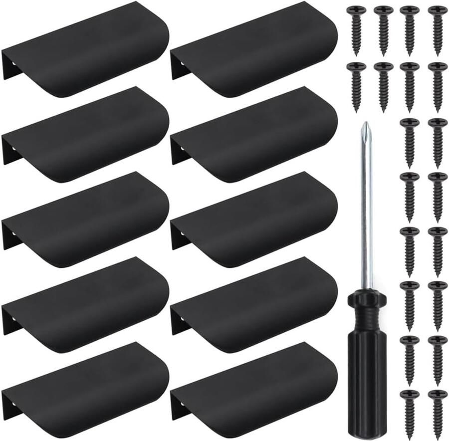 Platte ladegrepen 10 stuks zwart aluminiumlegering 80 mm