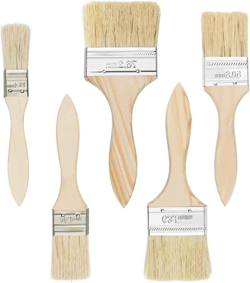 Platte schilderkwasten set van 5 kwasten houten handvat glanzende olieverfkwast hekken decoratie 254 381 508 635 762 mm