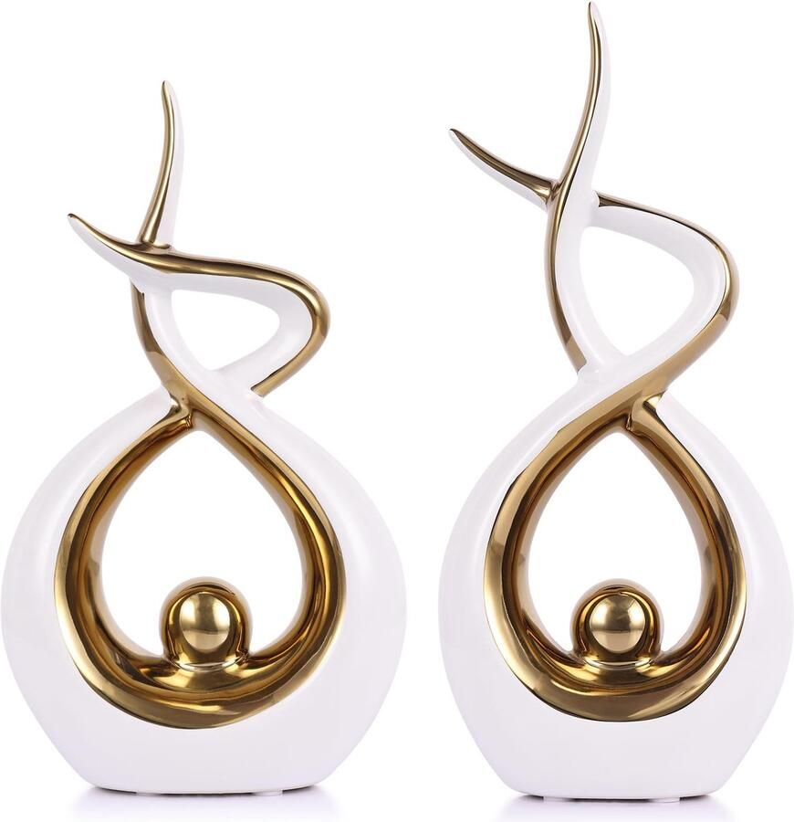 PlivBloom Modern Keramisch Beeld Abstracte Beelden voor Woonkamer Plank TV-meubel Salontafel Eetkamer Kantoor Slaapkamer Woondecoratie Middelpunt Geweldig Cadeau-idee